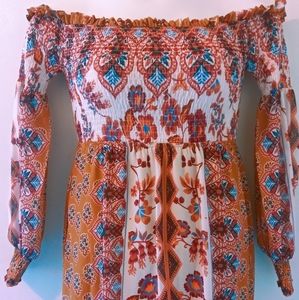 Bohemian Print Midi Dress